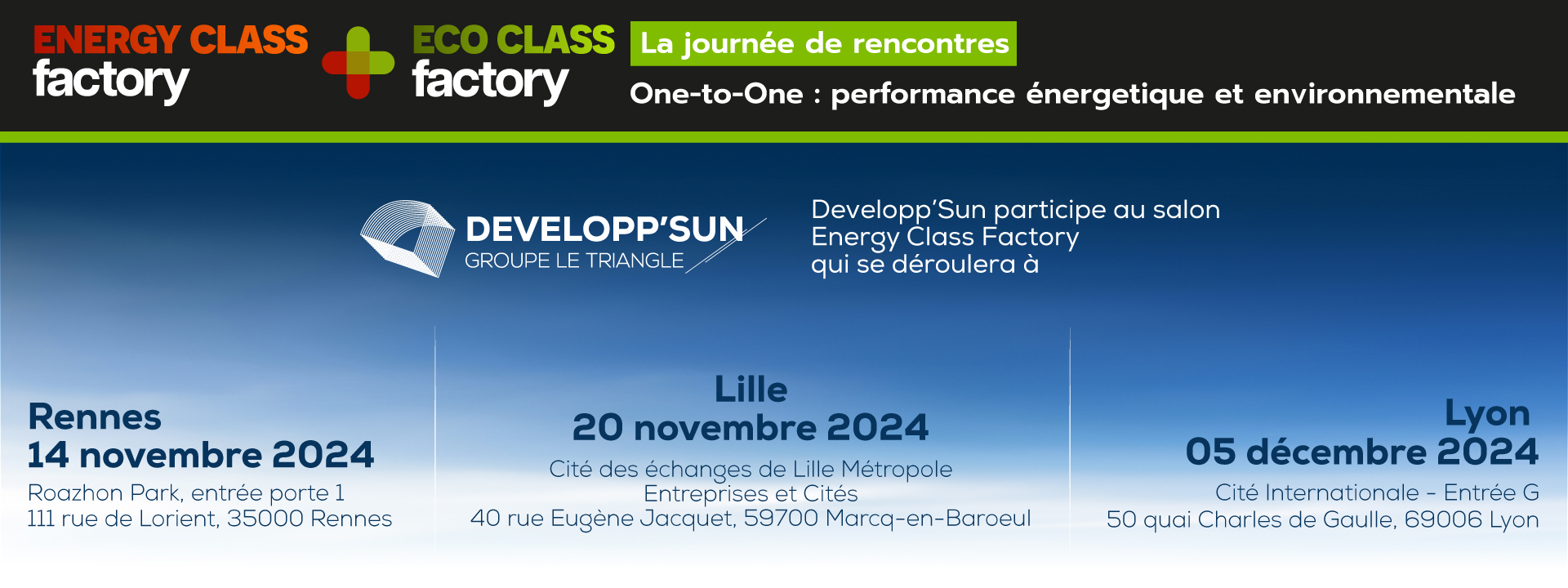 Developp'Sun sera présent au salon Energy Class Factory à Rennes, Lille et Lyon